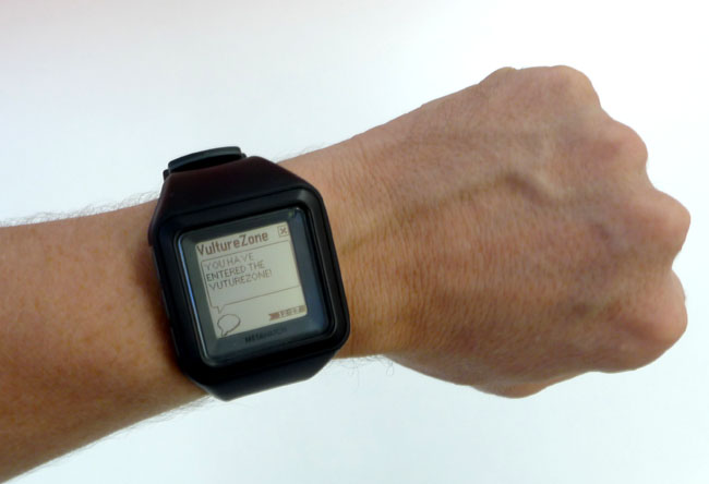 In the Zone: location notification on a Metawatch smartwatch