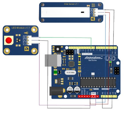 Arduino 滑条传感器 Slide Sensor 直滑电位计 位置 模拟传感器